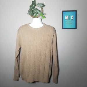 Oscar De La Renta Crew Neck Cable Knit Sweater
